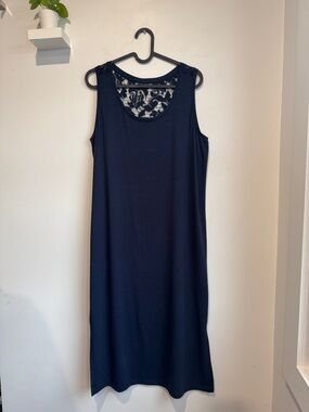 Kaffe Navy Midi Tank Dress with Lace Back